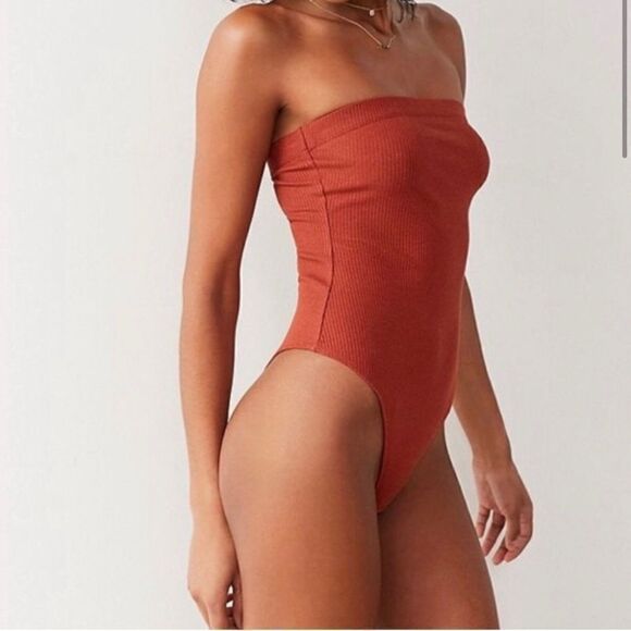 Urban Outfitters Out From Under Burnt Orange Bodysuit One Piece Ribbed Medium M - Picture 1 of 6